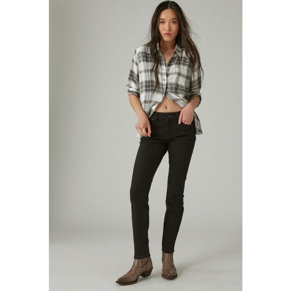 LUCKY BRAND Women's Low Rise Lizzie Skinny Size 14/32R In Clean Black - Picture 3 of 15